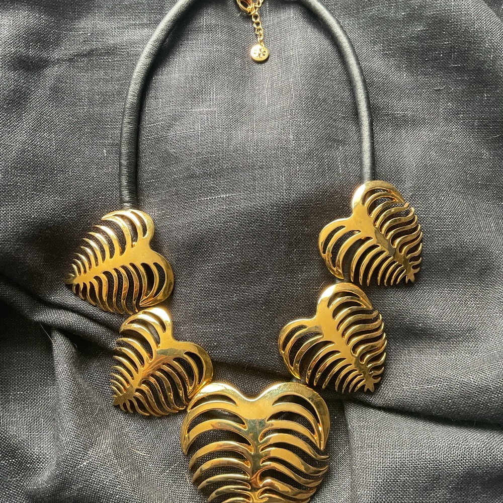 Tory Burch Gold Leaf Statement Necklace